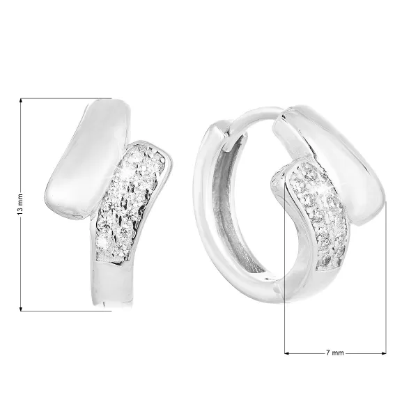 Strieborné náušnice kruhy so zirkónom v bielej farbe 11321.1