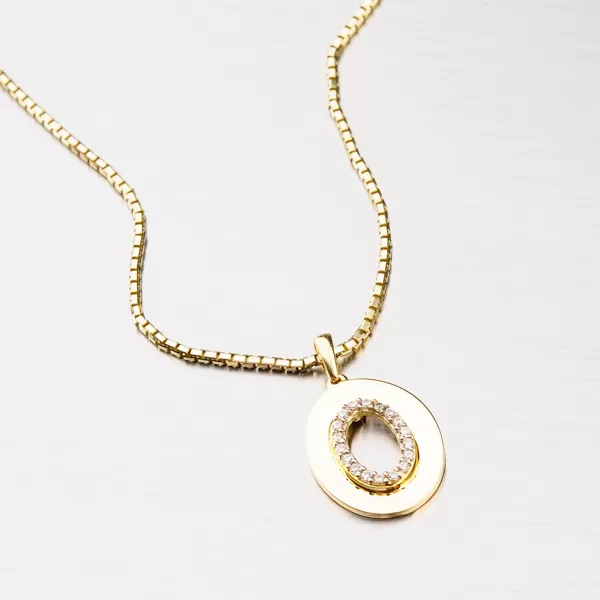 Zlatý prívesok so zirkónmi 43-21663