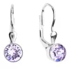 Strieborné náušnice visiace s kryštálmi fialové okrúhle 31112.3 violet