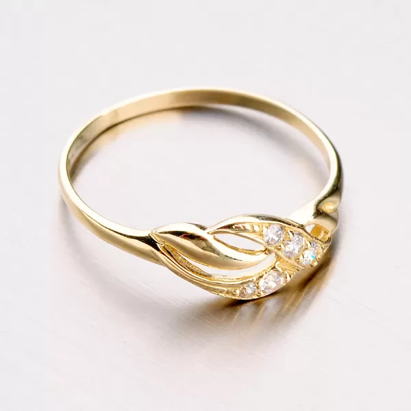 Prsteň so zirkónmi - zlato 585, 41-NL03