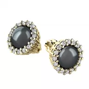 Perlové náušnice s diamantmi 10930-ZL-DIA-FW-Black