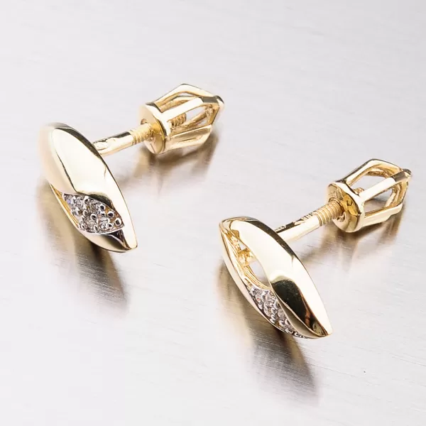 Dámske náušnice žlté zlato 585 zirkón na skrutke 42-32298