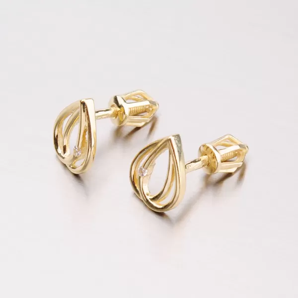 Dámske náušnice žlté zlato 585 zirkón 42-31649