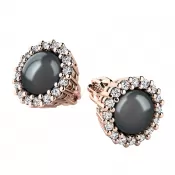 Náušnice s čiernou perlou a briliantmi 10930-CV-DIA-FW-Black