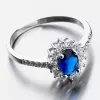 Strieborný prsteň so zafírom a zirkónmi GST-11267