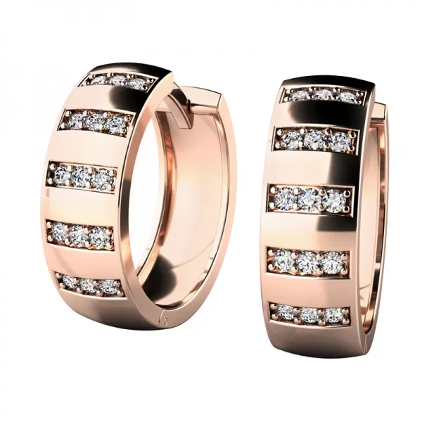 Dámske náušnice žlté zlato 585/1000 prírodný diamant 0,165 ct G/SI kruhy 10945-ZL-DIA