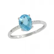 Dámsky prsteň z bieleho zlata 585/1000 prírodný diamant 1,45 ct topás GKW48549TPZ