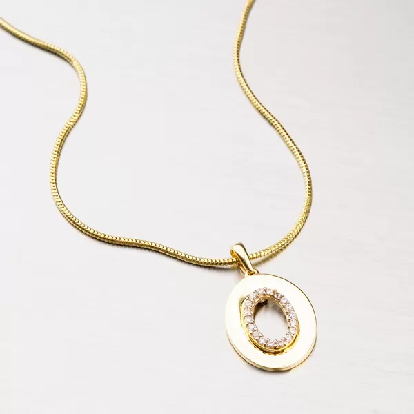 Zlatý prívesok so zirkónmi 43-21663