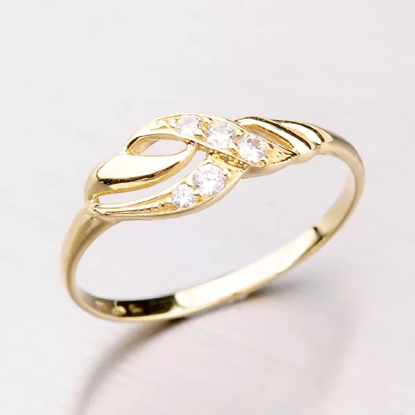 Prsteň so zirkónmi - zlato 585, 41-NL03