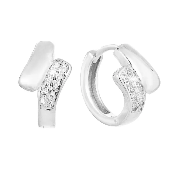 Strieborné náušnice kruhy so zirkónom v bielej farbe 11321.1