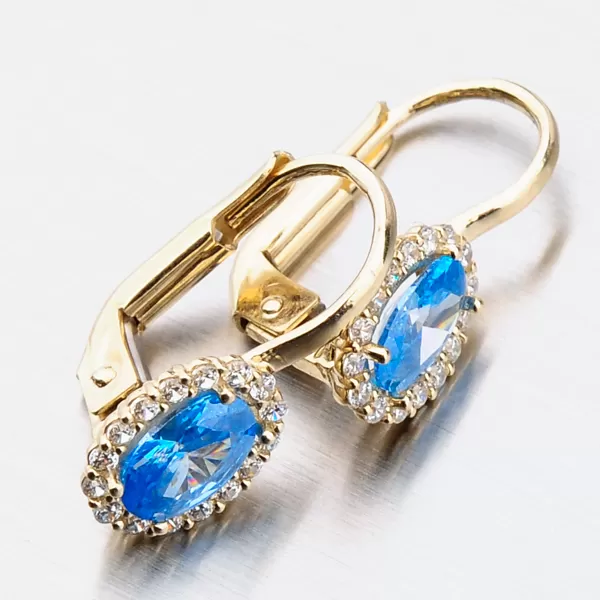 Zlaté náušnice s akvamarín 12-528