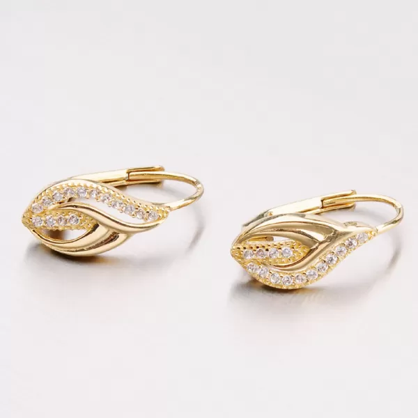 Dámske náušnice žlté zlato 585 zirkón 42-32409