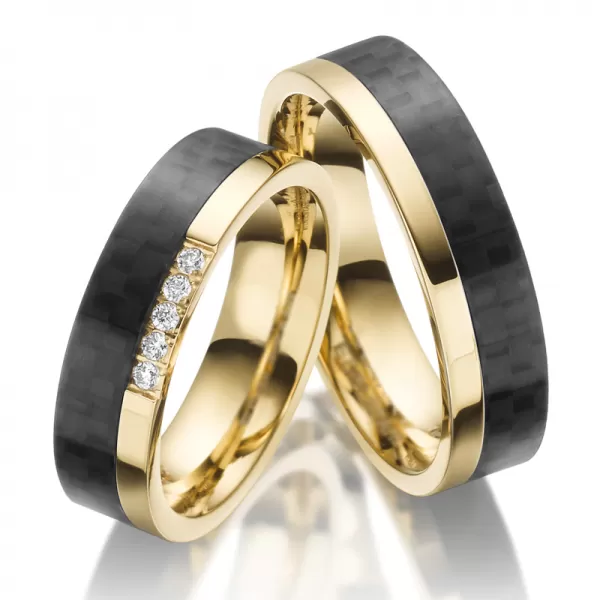 Oceľové snubné prstene s karbónom SP-ES-024