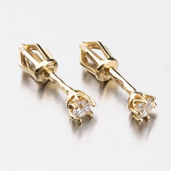 Dámske náušnice žlté zlato 585 zirkón na skrutke 42-31078