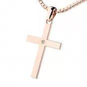 Kríž z ružového zlata s diamantom 10947-CV-DIA