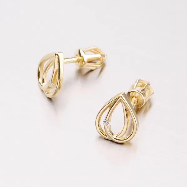 Dámske náušnice žlté zlato 585 zirkón 42-31649