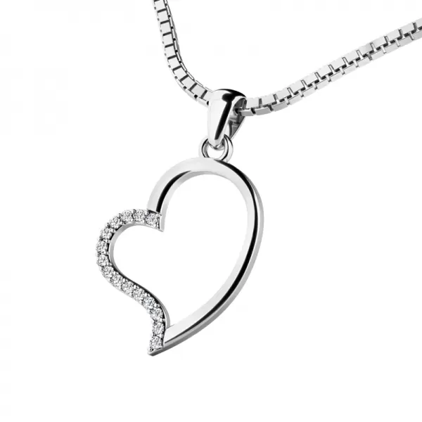 Srdce z bieleho zlata s diamantmi 10948-B-DIA