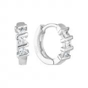Strieborné náušnice kruhov so zirkónom v bielej farbe 11241.1