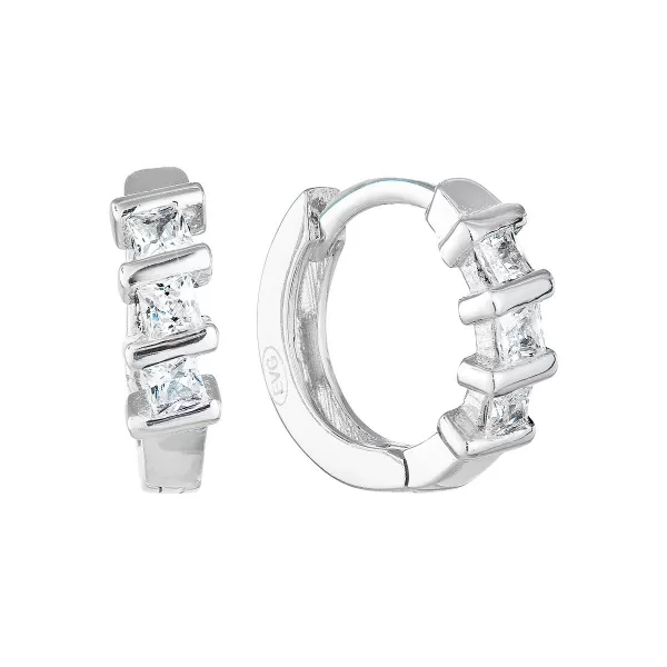 Strieborné náušnice kruhov so zirkónom v bielej farbe 11241.1