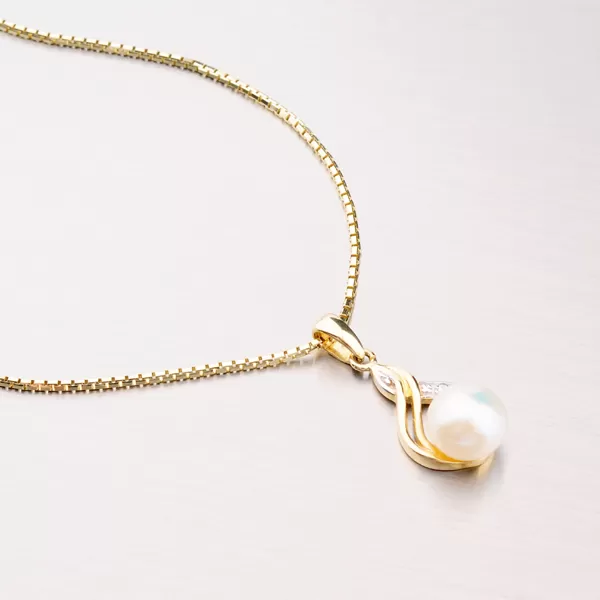 Zlatý prívesok s perlou 43-21603