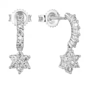 Strieborné náušnice parkovisko s zirkónom biely kvet 11331.1