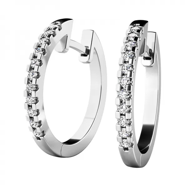 Dámske náušnice biele zlato 585/1000 prírodný diamant 0,264 ct G/SI kruhy 10944-B-DIA