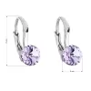 Strieborné náušnice visiace s kryštálmi Swarovski fialové okrúhle 31230.3 violet