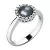 Prsteň s čiernou perlou a diamantmi 10928-B-FW-Black