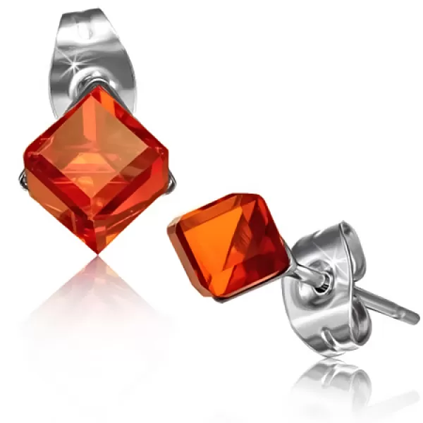 Náušnice s červeným kryštálom GXRY349
