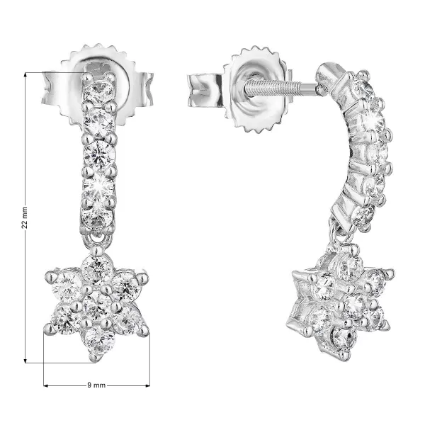 Strieborné náušnice parkovisko s zirkónom biely kvet 11331.1