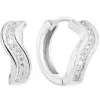 Strieborné náušnice kruhy so zirkónom v bielej farbe 11319.1