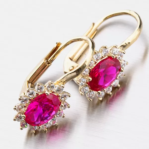 Zlaté náušnice s rubínom 12-529