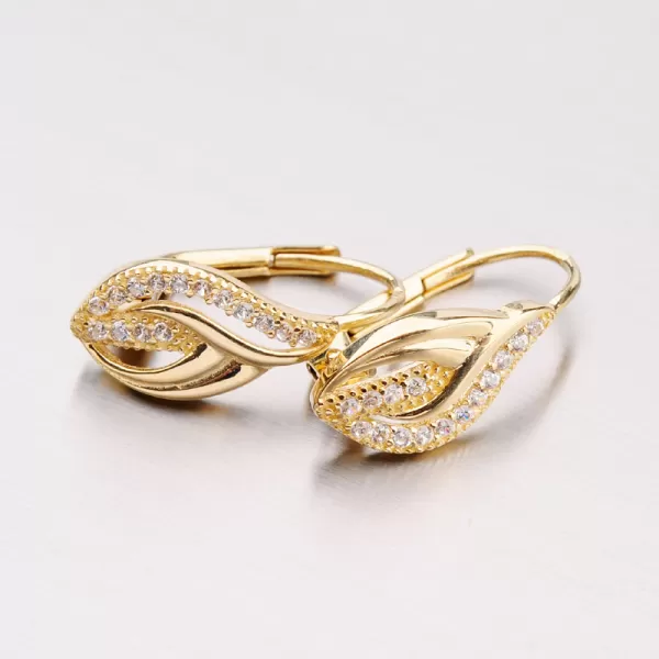 Dámske náušnice žlté zlato 585 zirkón 42-32409