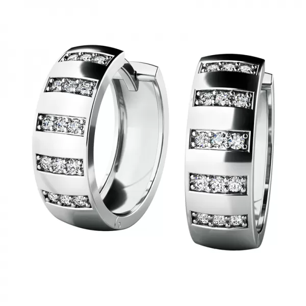 Dámske náušnice biele zlato 585/1000 prírodný diamant 0,165 ct G/SI kruhy 10945-B-DIA