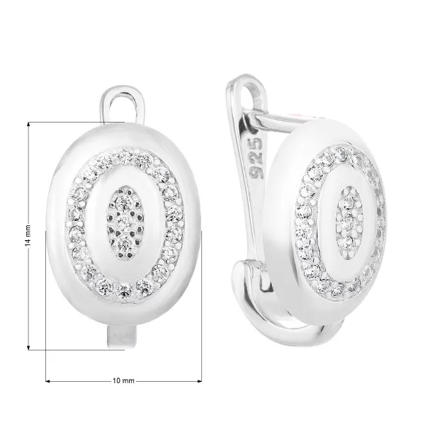 Strieborné náušnice visiace so zirkónom v bielej farbe 11235.1