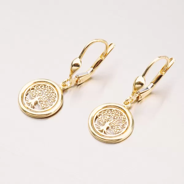 Zlaté visiace náušnice strom života 42-32312