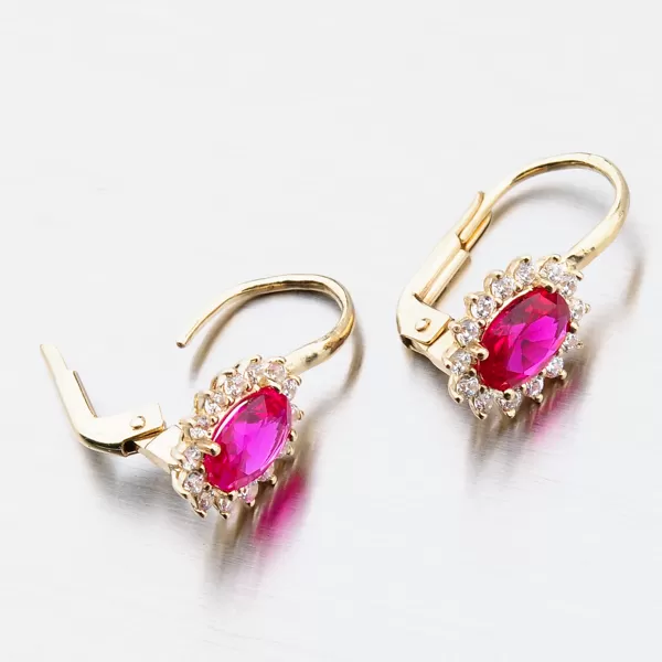 Zlaté náušnice s rubínom 12-529