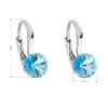 Strieborné náušnice visiace s kryštálmi Swarovski modré okrúhle 31230.3 aquamarine