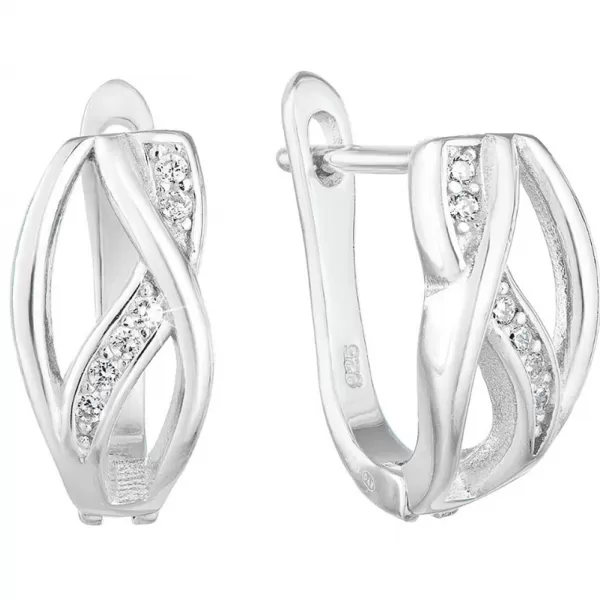 Strieborné náušnice visiace so zirkónom biely polkruh 11243.1