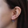 Strieborné náušnice visiace s kryštálmi Swarovski modré okrúhle 31230.5 bermuda blue