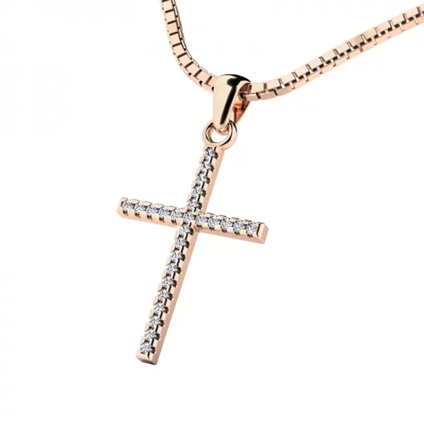 Zlatý kríž s diamantom 10946-CV-DIA