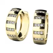 Dámske náušnice žlté zlato 585/1000 prírodný diamant 0,165 ct G/SI kruhy 10945-ZL-DIA