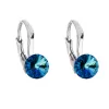 Strieborné náušnice visiace s kryštálmi Swarovski modré okrúhle 31230.5 bermuda blue
