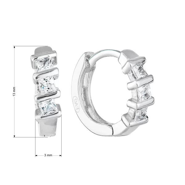 Strieborné náušnice kruhov so zirkónom v bielej farbe 11241.1