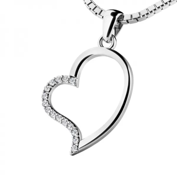 Srdce z bieleho zlata s diamantmi 10948-B-DIA