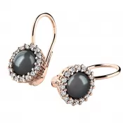 Perlové náušnice s diamantmi 10929-CV-DIA-FW-Black