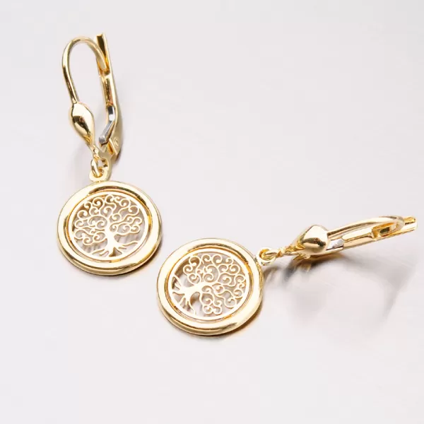 Zlaté visiace náušnice strom života 42-32312