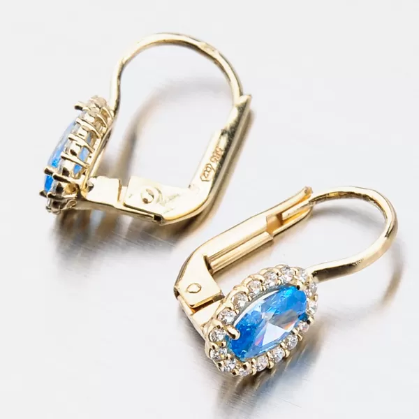 Zlaté náušnice s akvamarín 12-528