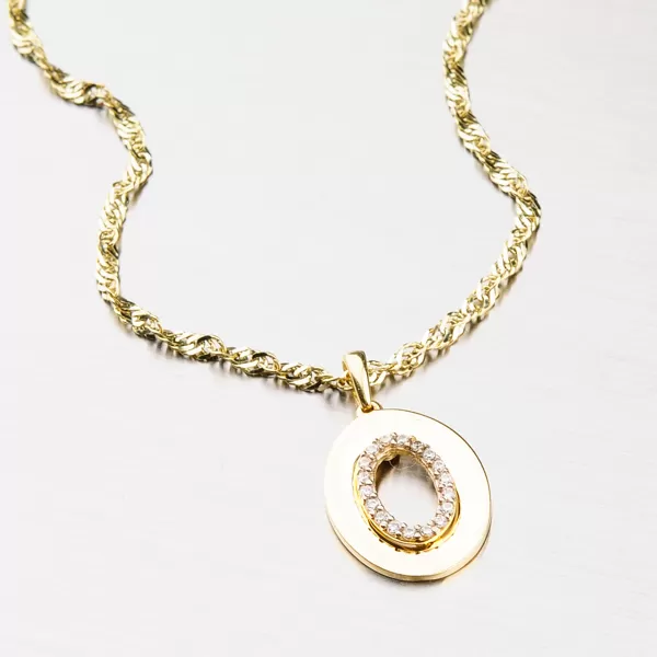 Zlatý prívesok so zirkónmi 43-21663