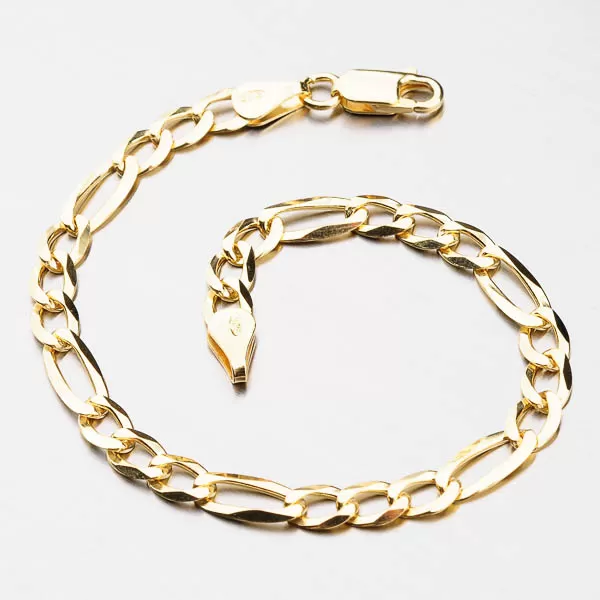 Strieborný náramok Figaro pozlátený CHRS-073-150-FLAT-AU